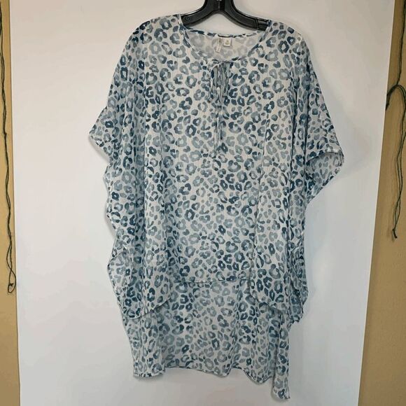 Cato Women's Abstract Print High Low Blue Mini Flowy Dress Size M - Picture 1 of 11